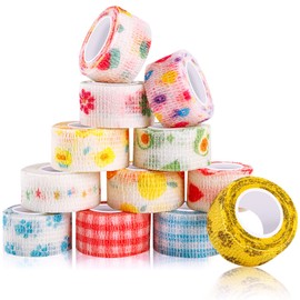 Bandage Wrap, 12Pcs Sweatproof and Waterproof Cute Vet Wrap, Elastic Non-Woven Cohesive Bandages for Ankle Sprains & Swelling
