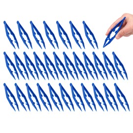 PATIKIL 30 Pcs Plastic Tweezers for Craft, 4" Small Plastic Bead Tweezer Bulk Disposable Craft Tools for DIY Crafts Beading Projects Jewelry Making DIY Supplies, Blue