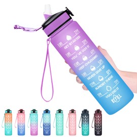 Ha 32 oz Water Bottles with Times to Drink and Straw, Motivational Bottle Time Marker, Leakproof & BPA Free, Drinking Sports for Fitness, Gym Outdoor, Confectionery 1830.1
