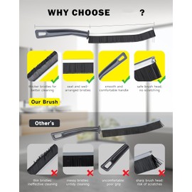 Hard Bristle Gap Cleaning Brush, Pack of 3 Thick Corner Cleaning Brush, Joint Cleaning Brush, Scrubbing Brush for Shower Tiles, Slim Cleaning Brush for Windows, Bathrooms, Kitchen Sinks