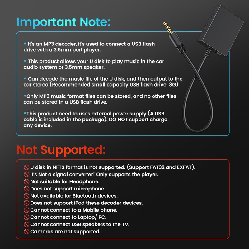 ANDTOBO USB to Aux Audio Adapter, 3.5mm Male to USB