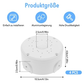 Pack of 4 Waterproof Camera Junction Box: Hemispherical Security Cameras Mounting Box Junction Box Universal for Dome Camera Indoor and Outdoor Use