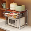 Microwave Stand 2 Tier Metal Wood Kitchen Countertop Shelf Organizer
