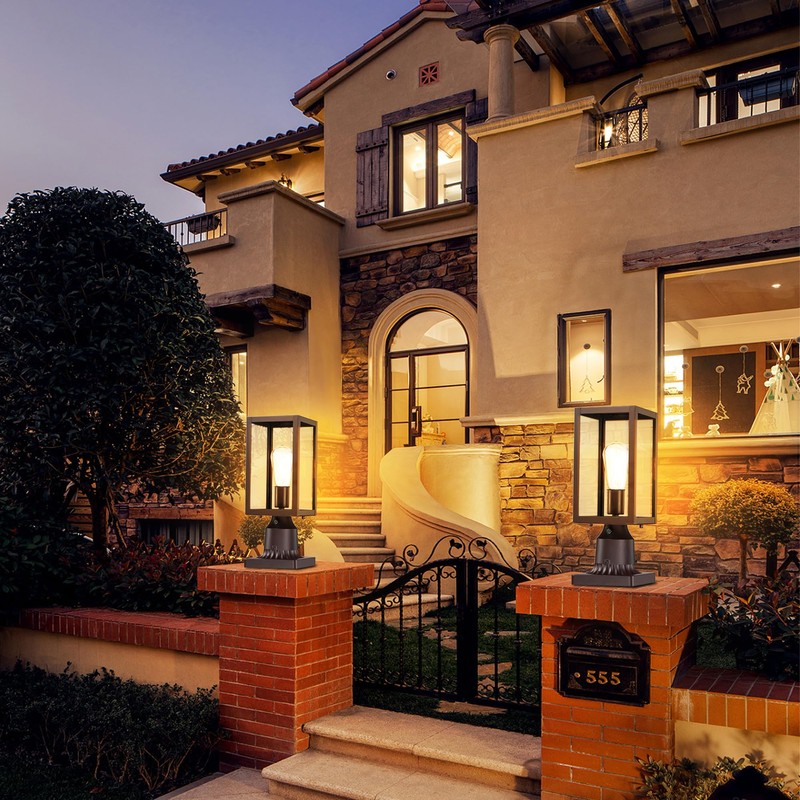 Dusk to Dawn Outdoor Post Lights with Pier Mount Base
