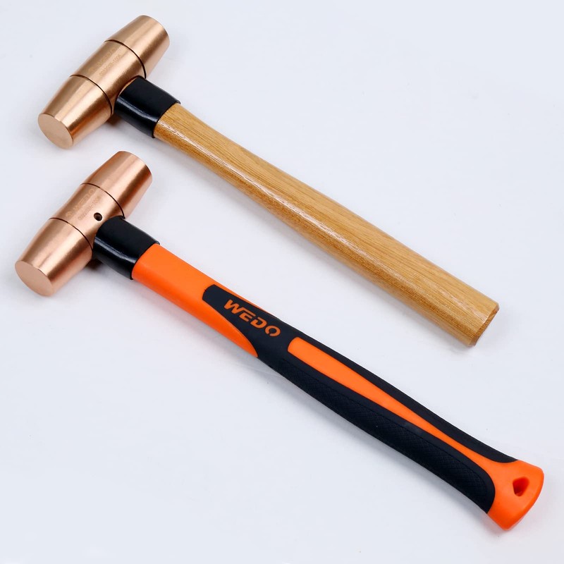 WEDO Copper Sledge Hammer 2lb,Solid Copper Mallet Hammer,Wooden Handle,Length 320mm,Die-Forged,