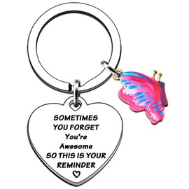 Ehuixinsheng Inspirational butterfly Keyring Gifts for Women,Stainless Steel Encouragement Quote Keychain Employee Appreciation Coworker Gifts Friends Birthday Valentine Chritsmas Gifts
