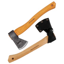 Condor Tool & Knife Greenland Hatchet | Solid Hatchet Axe with Handcrafted Welted Leather Sheath | 1060 High Carbon Steel Throwing Axe with a Burnt American Hickory Handle | 5.9in Blade | 32.1oz