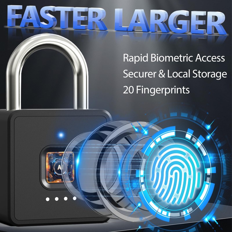Dhiedas Fingerprint Padlock with Code, Combination Lock for Locker with