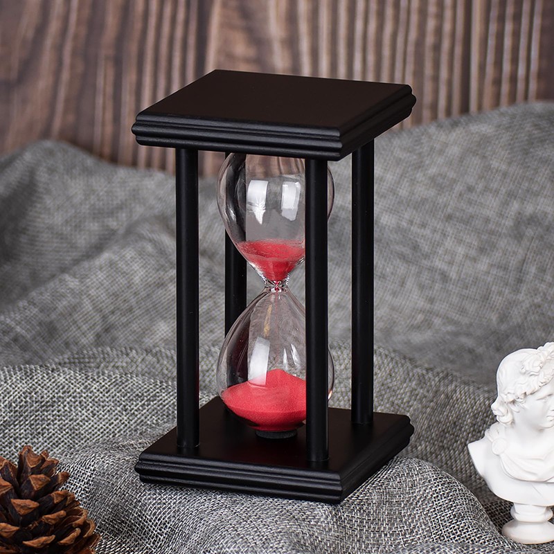 Hourglass Timer with Red Sand, 45 Minute Wooden Frame Sand