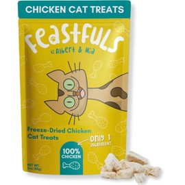 ALBERT & MIA Feastfuls Freeze Dried Cat Treats - 100% Chicken Breast, Only 1 Ingredient, Made in USA (1oz)