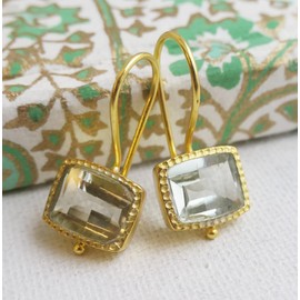 Green Amethyst Gold-Plated 925 Silver Earrings