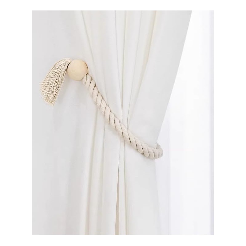 2 Pack Magnetic Tassels Curtain Tiebacks,Decorative Rope Holdbacks for Curtains