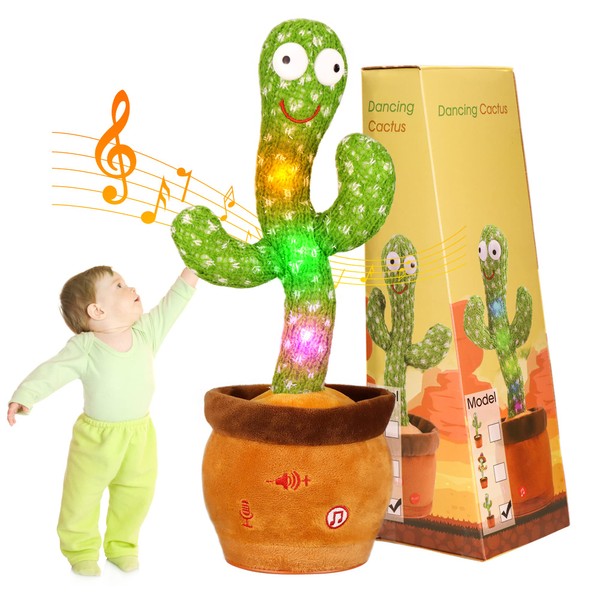 MIAODAM Cactus Toy, Moving Cactus, Dancing Cactus, Dancing Cactus Toy, Volume Control, Embroidery Buttons, Boxed, Children's Day, Birthday, Christmas, Present, Singing, Voice Imitating Stuffed Toy, Recording Decoration