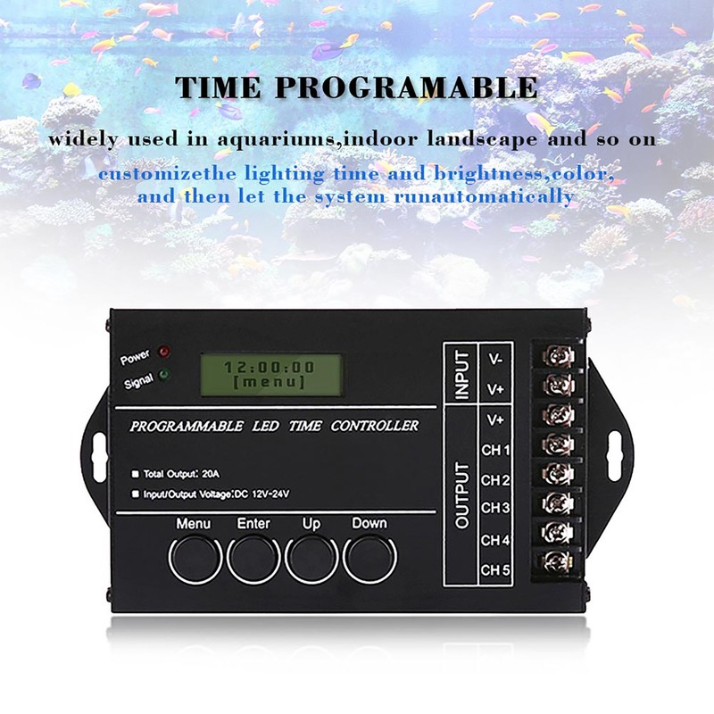DC12/24V 20A Programmable LED Time Controller 5 Channels Color Adjustable