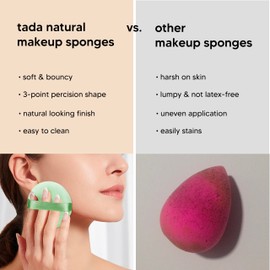TADA Natural Beauty Makeup Sponges Set with Jar - Makeup sponges for foundation Powder Makeup blending (14PK Green)