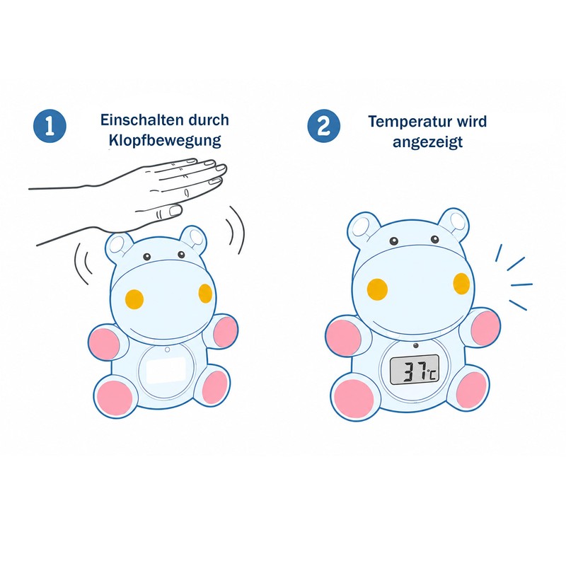 TFA Dostmann HIPPO 30.2034.14 Digital Bath Thermometer for Babies, Also