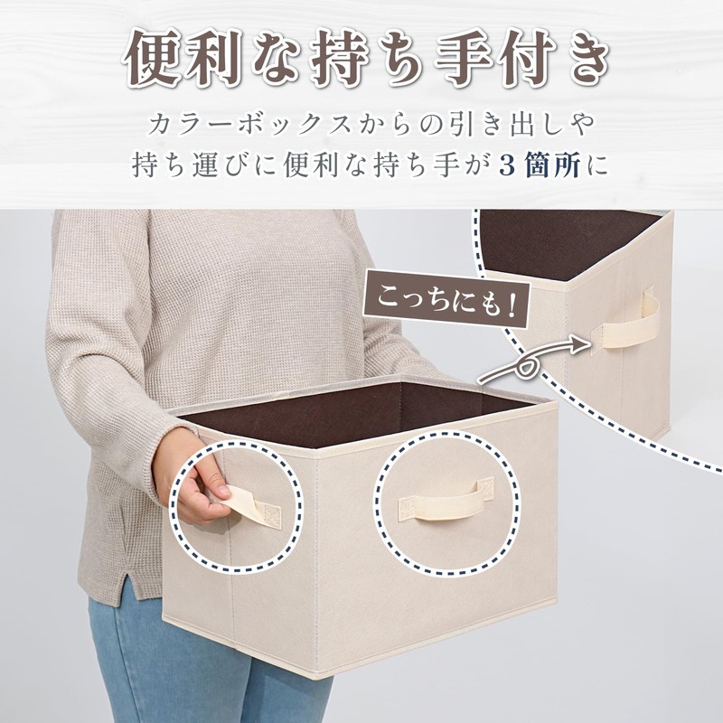アストロ 収納ボックス 不織布製 1個 カラーボックスにぴったり ベージュ×ブラウン 容量20L 買い足し 衣類収納 おもちゃ収納
