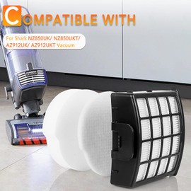 iVanzoll Filters for Shark NZ850UK AZ912UK Lift-Away Upright Vacuum, 1 Anti-Allergen HEPA Filter & 3 Foam & Felt Filters for NZ850UKT NZ860UK NZ860UKT AZ912UKT AZ913UK AZ913UKT (NZ850/AZ912(1+3))