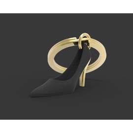 Keychain Shopping Gold Black High Heel 3D Charm. Beautifull keyring with Black Gold High Heel Pump