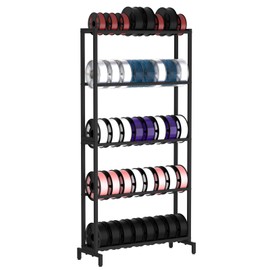 3D Printer Filament Storage Rack, Heavy Duty Metal Holder with 3/5-Tier Option Precision Engineered Connection, Adjustable Feet, Safety-Optimized Edge for Workshop, Studio, Home Office (Black 5-Tier)