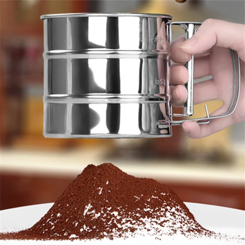 Powder Sugar Sifter for Baking,Stainless Steel Flour Sieve,Handheld Powder Flour