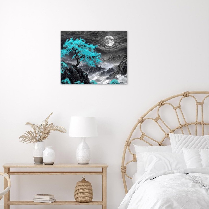 LB Black White Mountain Wall Art for Living Room- Abstract