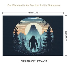 Sasquatch Bigfoot Placemats Washable PVC Table Mats Table Placemat for Party Kitchen Dining Table Decoration 1 PCS