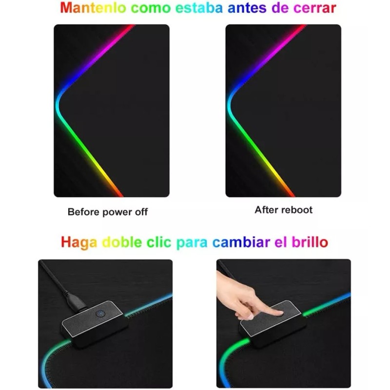 Homni Alfombrilla Ratón Rgb Gamer Base De Goma Antideslizante 800
