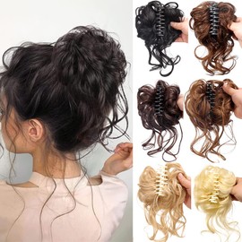 Extensión de moño de pelo rizado desordenado, 1 unidad, rizado, ondulado, desordenado, sintético, para mujeres Updo (2#)