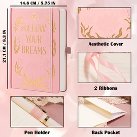 MGGAO College Rule Notebook for Women Men, 318 Numbered Pages Journal, A5 Butterfly Floral Journals for Writing, Aesthetic Notebooks, Work School Note Taking, 14.7 x 21.4 cm