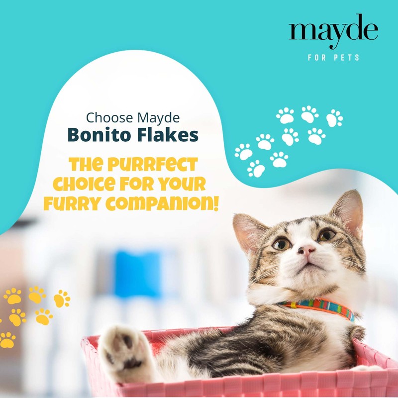 Mayde Bonito Flakes for Cats & Dogs, All-Natural High-Protein Treats,