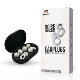 MASSNER Noise Reduction Ear Plugs for Sleep & Focus – White Soft Silicone Reusable Earplugs with Multiple Ear Tips & Carry Case, Comfortable for Sleeping, Travel & Daily Use
