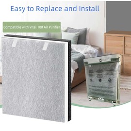 2 Pack Vital 100 True HEPA Replacement Filter Compatible with LEVOIT Vital 100 Air Purifier, H13 and High-Efficiency Activated filter Set, Part Number 100-RF