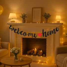 Welcome Home Banner Signs Black Glitter Welcome Home Decor for Military Army Homecoming Party Decorations Family Theme Party Supplies Party Decorations