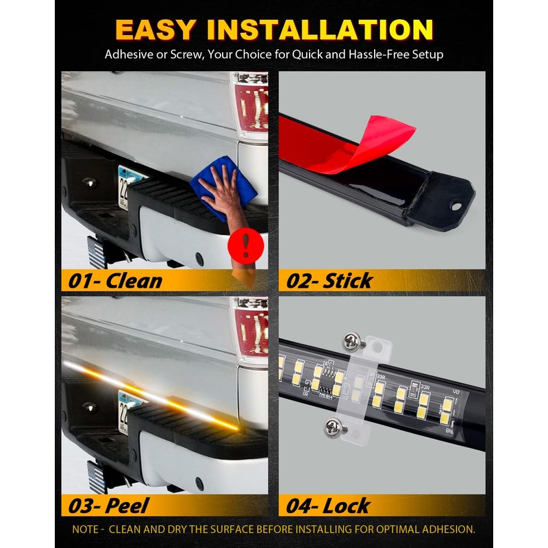 LUMENIX 49" Inch Strobe Light Strips, Back Window | Tailgate