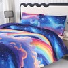 MAG 3Pcs Pink Microfiber Rainbow Comforter Full Size Set,Galaxy Girls