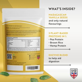 Vegan Protein Powder (20 Servings | 21g Protein) - Vanilla Flavour Protein Shakes - High Protein Muscle Building Powder with Essential Amino Acids - Vegan Protein Powders 600g - Made in UK - Nutravita