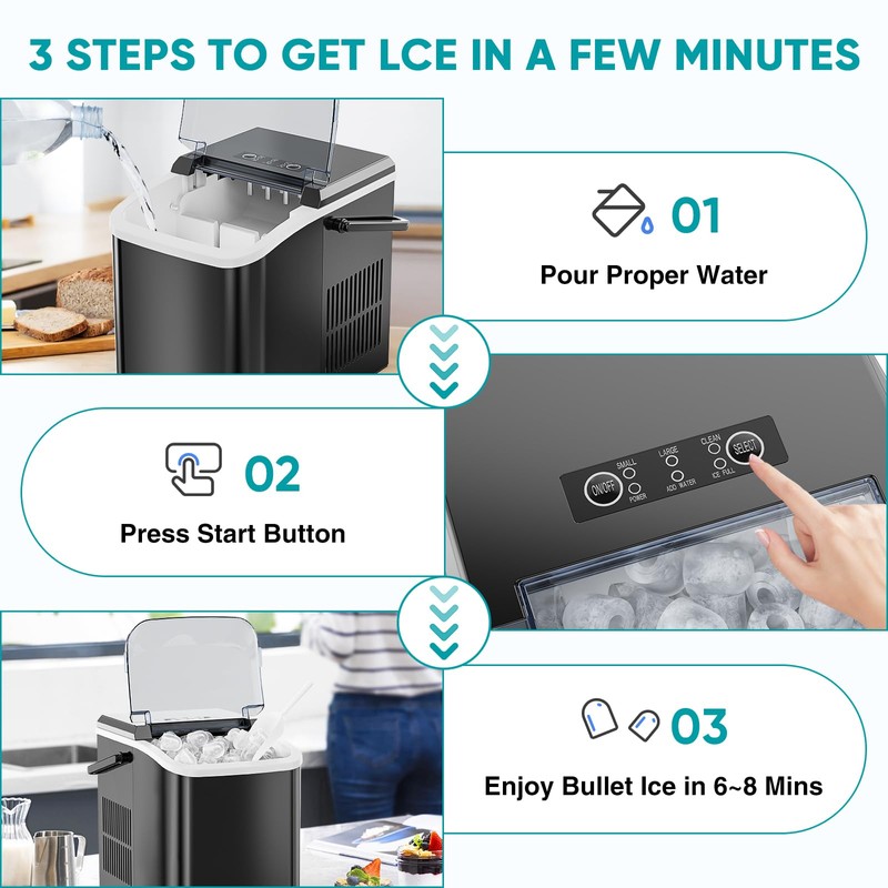 Ice Maker, Portable Countertop Icemaker Machine, Self Cleaning Quiet 2