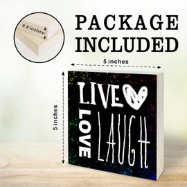 Motivational Wooden Block Sign - Live Love Laugh - Postie Natural Solid Pine Wood Tabletop Decor, Shelf, Counter, Farmhouse, Gifting Idea, Home & Office Decoration - D01