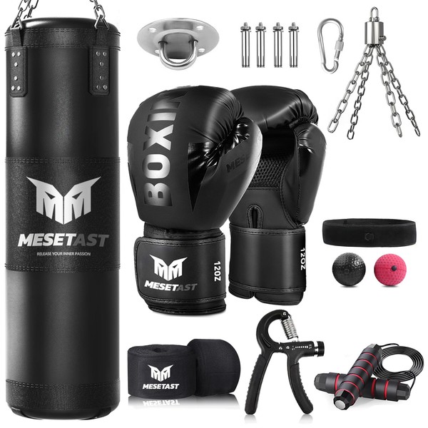 Mesetast Punching Bag for Adults, 4ft Heavy Boxing Bag Set