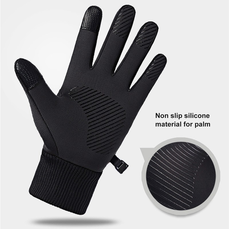 1 Pair Black Unisex Cycling Gloves Waterproof Skiing Non Slip