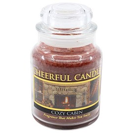 A Cheerful Giver Scented Glass Jar Candle - 6 oz. Cozy Cabin Jar Candle with Lid & True to Life Fragrance Made in USA - Cheerful Candle Collection