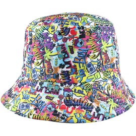 Bucket Hat Reversible Fishing Cotton Summer Festival Sun Cap Comedy Hats 56-58cm Multicoloured