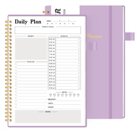 Daily Planner Undated, To-Do List Notebook with Hourly Schedule, (7x10") Spiral Appointment Organizer Calendar for Man / Women, Flexible Cover, Twin-Wire Binding Elastic Closure, Pocket Pen Loop, 160 Pages