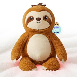 NIUBEHOHO Weighted Heating Sloth Stuffed Animals - 16 Inch Big Microwavable Sloth with Zipper Cute Heating Pad Plush Toy Washable Unscented Comfort Hug Pillow for Kid Teen Adult Birthday Gift 2.2 Lbs