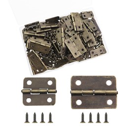 Guifeng 60PCS 25x18mm and 18x16mm Vintage Metal Decorative Rounded Hinge Small Hinges with Screws Suitable for Door Cabinet Crafts Wooden Jewellery Box Decoration