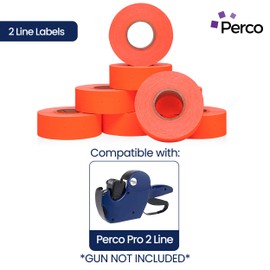 Fluorescent Red Perco Labels for Perco 2 Line Labeler Gun - 1 Sleeve, 6,000 Labels …