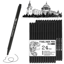 RIANCY Black Ink Color Sipa Pens for Journaling Note Taking, 24 Pack Fineliner Pens for Office School Teacher Student Supplies, Journal Planner Writing Back to School Supplies, Fine Tip Markers