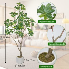 Fairblo Artificial Fiddle Leaf Fig Tree 5.3FT Faux Black Olive Tree Natural Trunk with Realistic Silk Leaves Indoor Outdoor Decor for Home Living Room Bedroom Office Patio