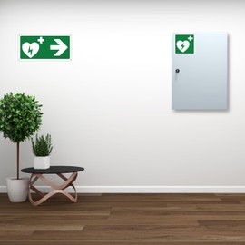 Pubblimania Defibrillator Sign Arrow Right | 3mm Aluminum Composite Sign Outside - Inside (AED Arrow Right, 1 Unit)